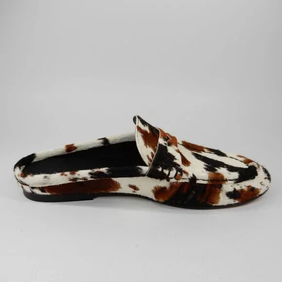 Steve Madden Rafe Penny Loafer MULES Slip On Size 6.5 Brown Cow Calf Hair EUC - Picture 12 of 16